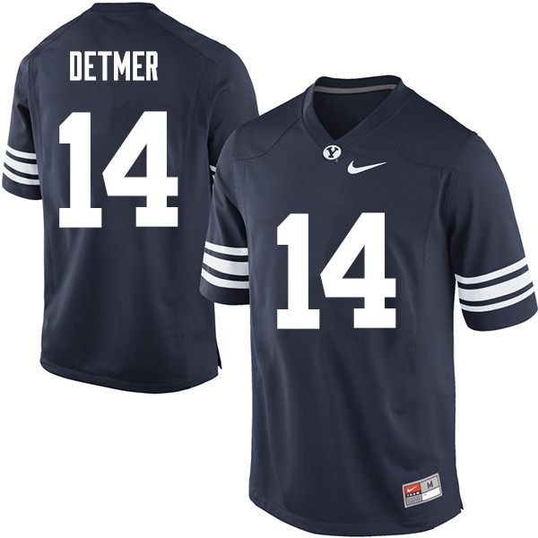Men #14 Ty Detmer BYU Cougars College Football Jerseys Sale-Navy - Click Image to Close